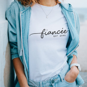 Sweatshirt Fiancée Elegant Typographie Personnalisé Date Fian