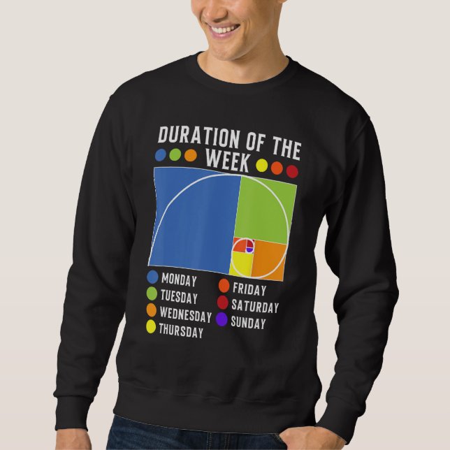 Sweatshirt Fibonacci Golden Ratio Duration of the week (Devant)