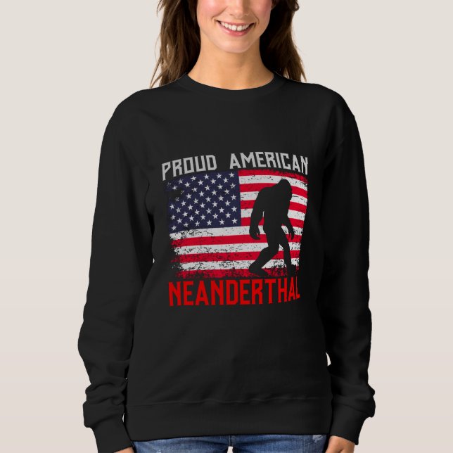 Sweatshirt Fier Nandertal américain | États-Unis Drapeau & Bi (Devant)
