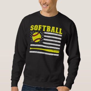 Sweatshirt Fier Sports américains Usa Drapeau Softball Joueur