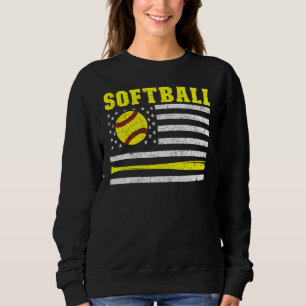 Sweatshirt Fier Sports américains Usa Drapeau Softball Joueur