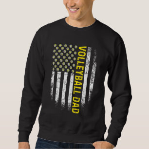 Sweatshirt Fier Volleyball Papa Retro USA Flag Sports Best Da