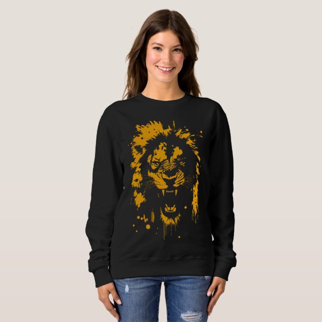 Sweatshirt Fierce rugissement lion splash art (Devant entier)
