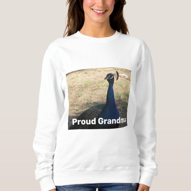 Sweatshirt Fière Grand-mère Vibrant Peacock Photo Animal (Devant)