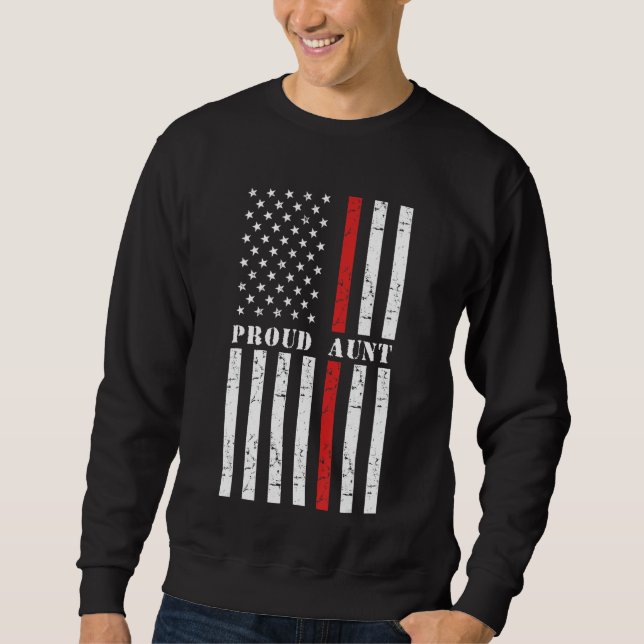 Sweatshirt Fière Pompier Tante Pompier Feu Américain Drapeau  (Devant)