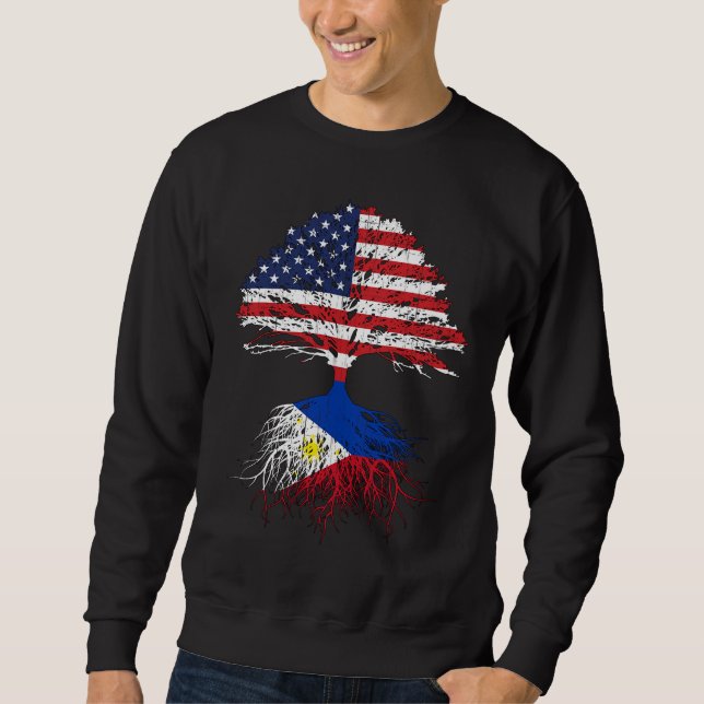 Sweatshirt Filipino Roots American Grosses Philippines Drapea (Devant)