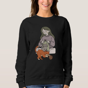Sweatshirt Fille au tricot confortable avec l'art des chats m