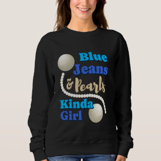 Sweatshirt Fille aux jeans bleus et perles Mode Tendance Jean
