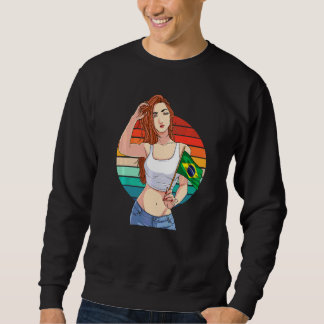 Sweatshirt Fille brésilienne Fierté du Brésil Drapeau du Brés