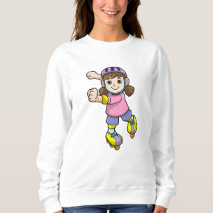 Sweatshirt Fille comme patineur avec patins et casque