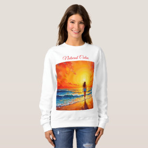 Sweatshirt Fille coucher de soleil promenade décor des vagues