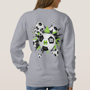 Sweatshirt filles balle de football souffle noir brillant ver