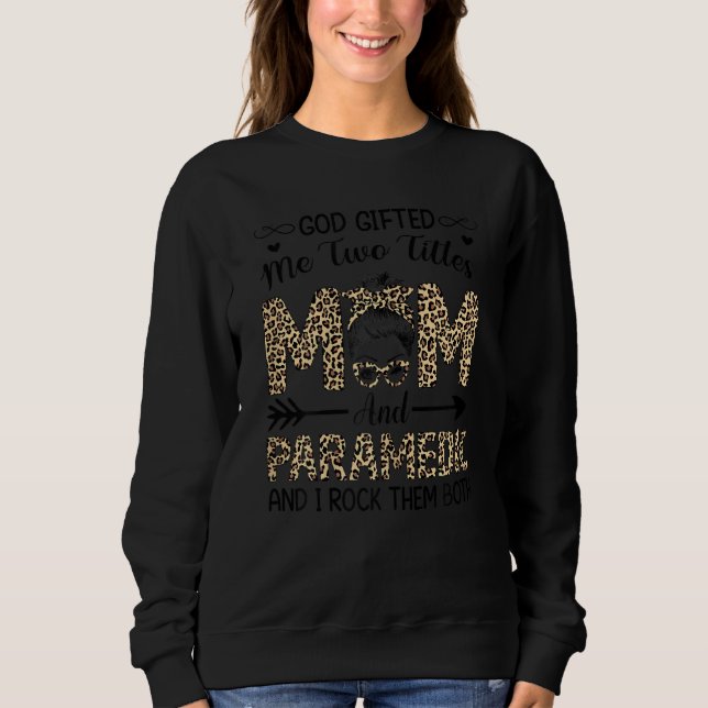 Sweatshirt Filles Leopard J'Ai Deux Titres Maman Paramedic Mo (Devant)