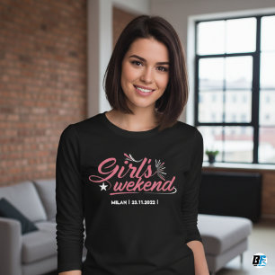 Sweatshirt Filles Week-end Away T-shirt Personnalisé Lieu Dat