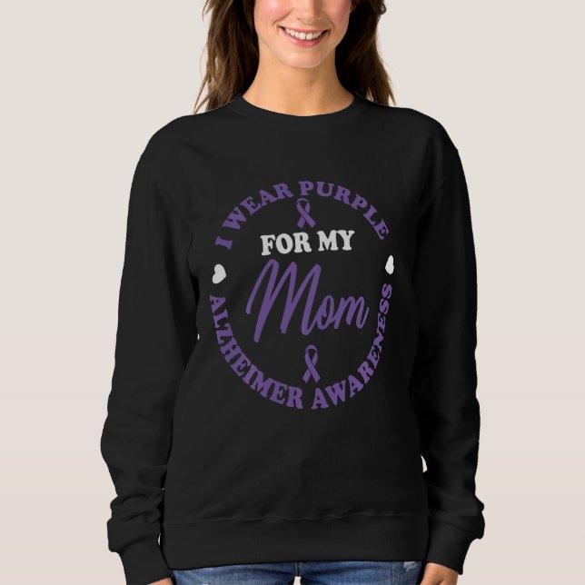 Sweatshirt Fin Alz Je Porte Du Violet Pour Ma Mère Alzheimer (Devant)