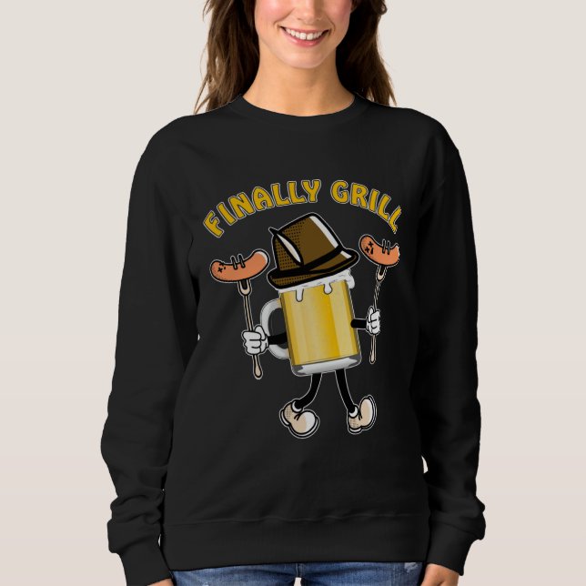 Sweatshirt FINALLY GRILL Barbecue Time Grill Sausage Steak Gr (Devant)