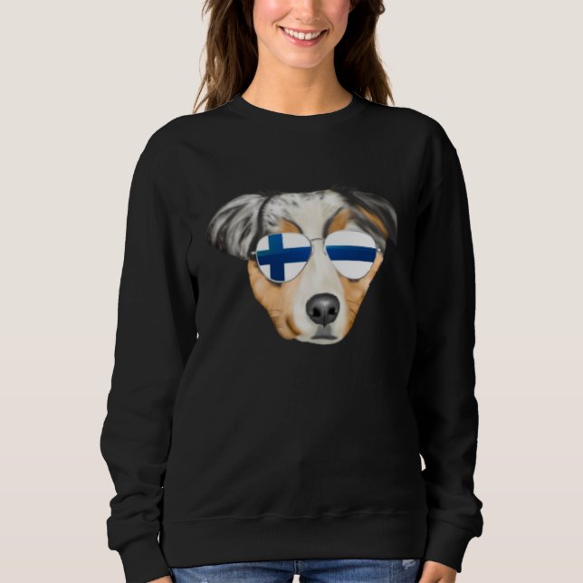 Sweatshirt Finnish Flag Australian Shepherd Dog Finland Pocke (Devant)