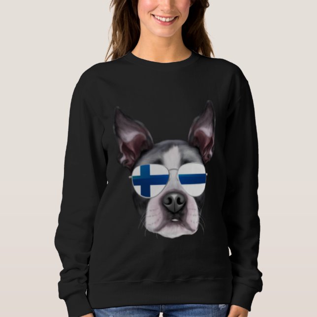 Sweatshirt Finnish Flag Boston Terrier Dog Finland Pocket (Devant)