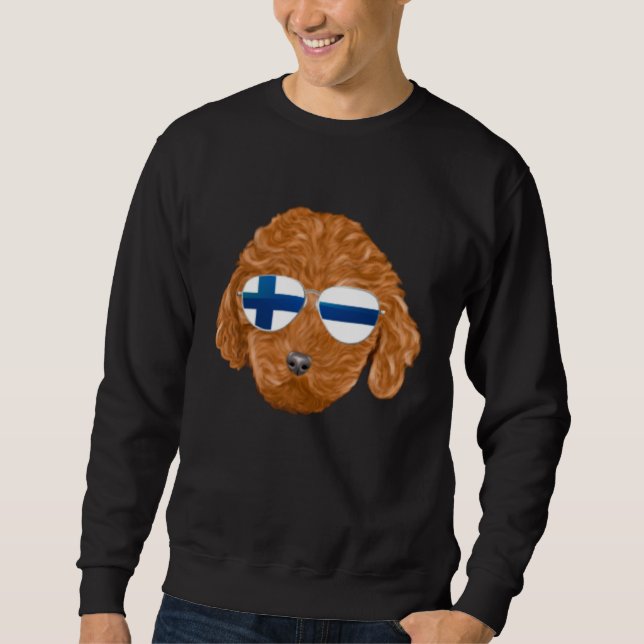 Sweatshirt Finnish Flag Brown Poodle Dog Finland Pocket (Devant)
