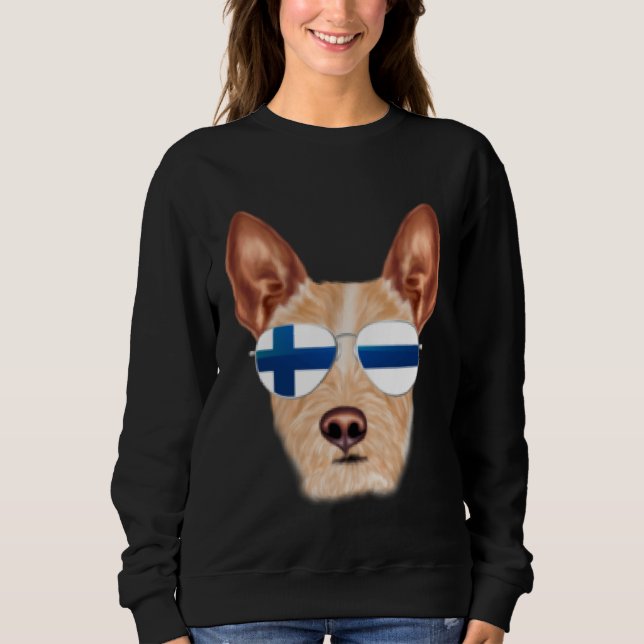 Sweatshirt Finnish Flag Portuguese Podengo Pequeno Dog Finlan (Devant)