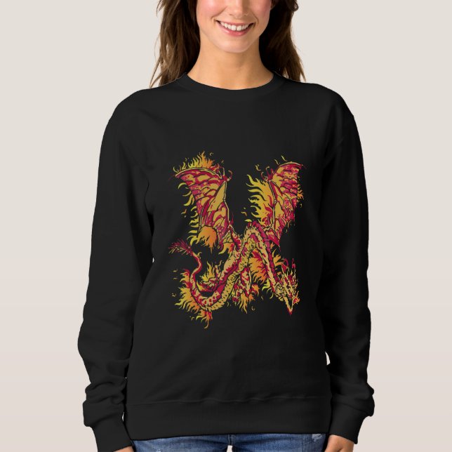 Sweatshirt Fire Dragon with dragon fire and fire breathing dr (Devant)
