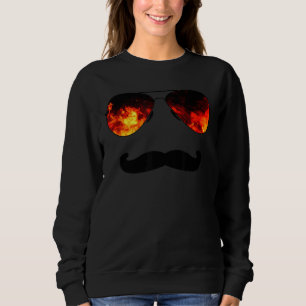 Sweatshirt Fire Lunettes de soleil Moustache Grillmeister Gri