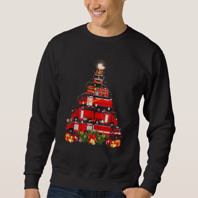 Sweatshirt Firefighter Fire Truck Christmas Tree Xmas (Devant)