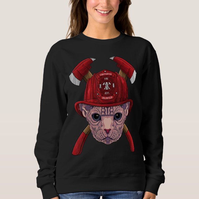 Sweatshirt Firefighter Sphynx Fireman Boys Kids Fire Rescue C (Devant)