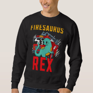 Sweatshirt Firesaurus Rex Fireman Fire Secourt Pompier Din