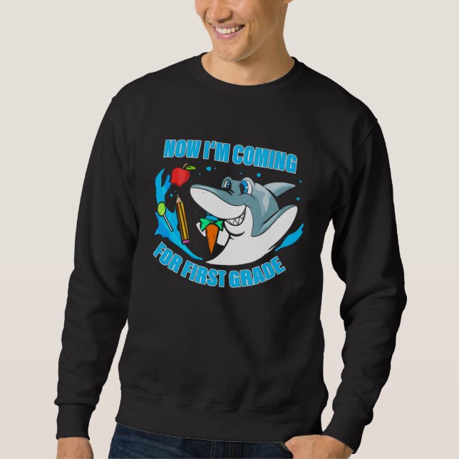 Sweatshirt First Grader School Kids  for 1st Grade  Shark (Devant)