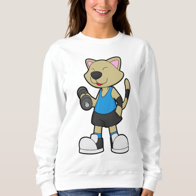Sweatshirt Fitness au chat avec Dumbbell (Devant)