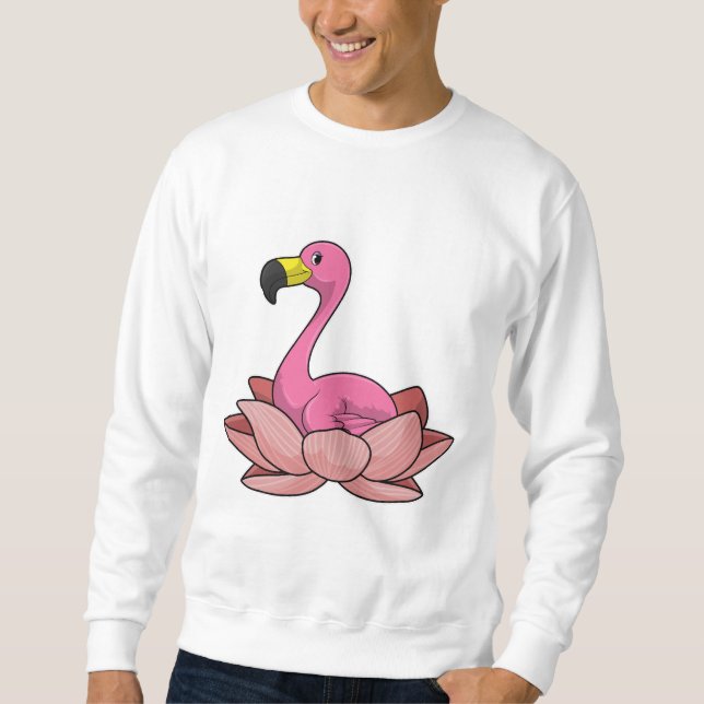 Sweatshirt Flamant rose à fleur de Lotus (Devant)