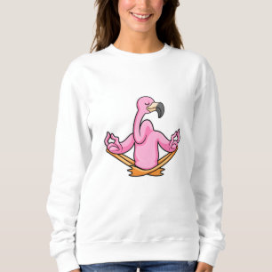 Sweatshirt Flamant rose à Yoga en Jambes croisées