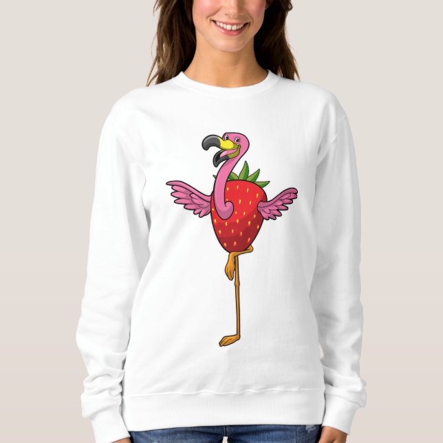 Sweatshirt Flamant rose aux fraises (Devant)