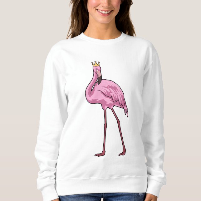 Sweatshirt Flamant rose avec Couronne (Devant)