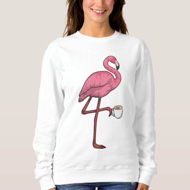 Sweatshirt Flamant rose avec la coupe du café (Devant)