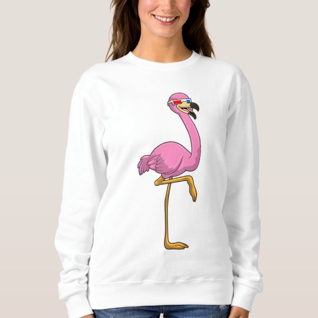 Sweatshirt Flamant rose avec lunettes (Devant)