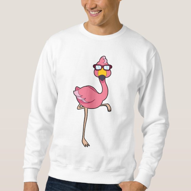 Sweatshirt Flamant rose avec lunettes de soleil (Devant)