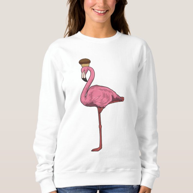 Sweatshirt Flamant rose avec muffin (Devant)