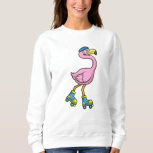 Sweatshirt Flamant rose de patinage avec patins et casque