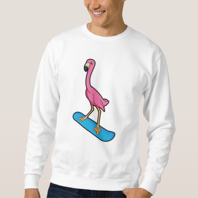 Sweatshirt Flamant rose en Snowboard avec Snowbaord (Devant)