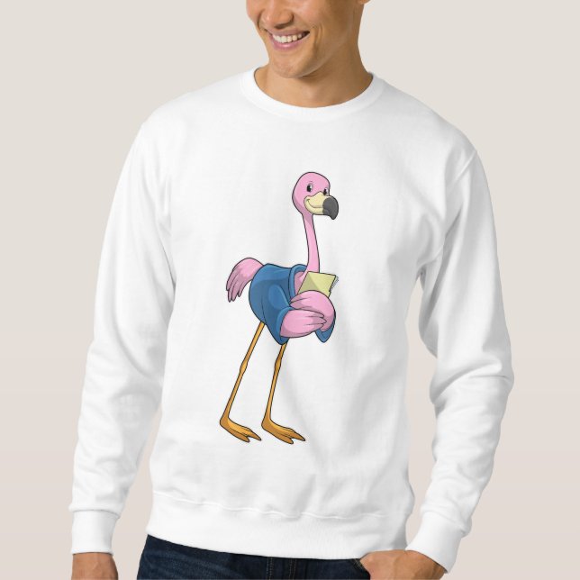 Sweatshirt Flamant rose en tant que secrétaire avec Bloc-note (Devant)