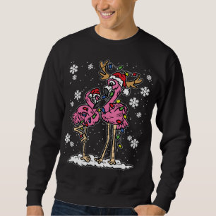 Sweatshirt Flamant rose feux de Noël Santa Hat Pajama mignonn