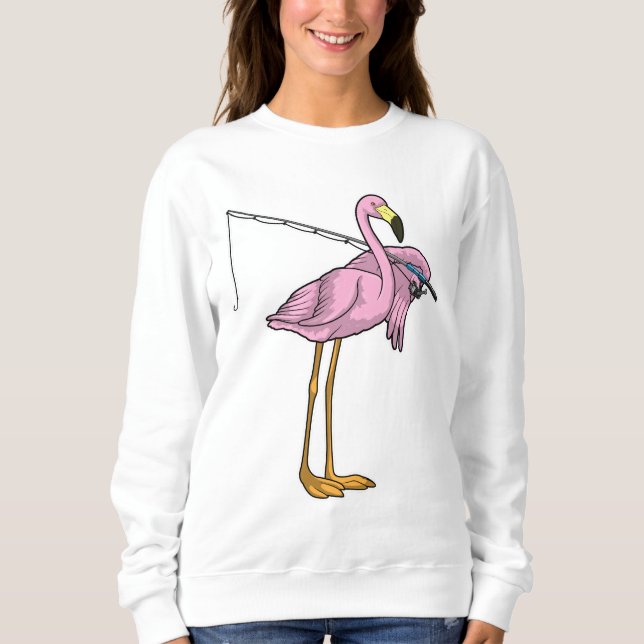 Sweatshirt Flamant rose Pêche Pêcheur Pêcheur canne (Devant)