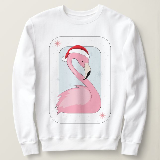 Sweatshirt Flamant rose rose à Santa Hat (Design devant)