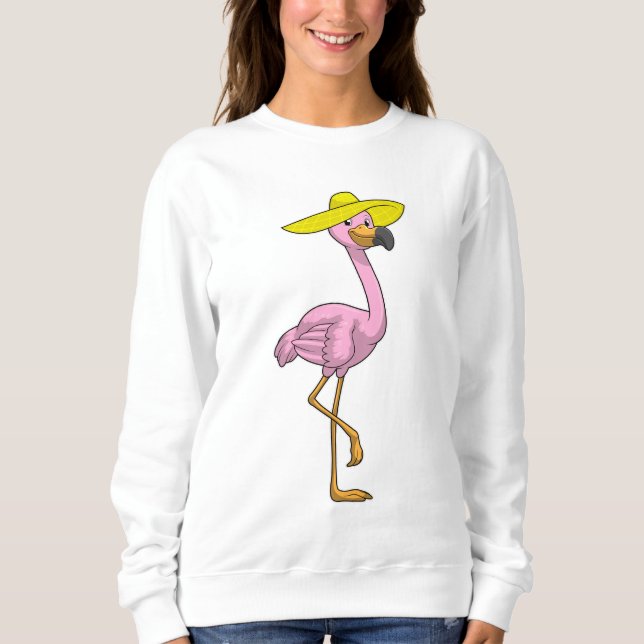 Sweatshirt Flamant rose sur la plage avec Casquette (Devant)