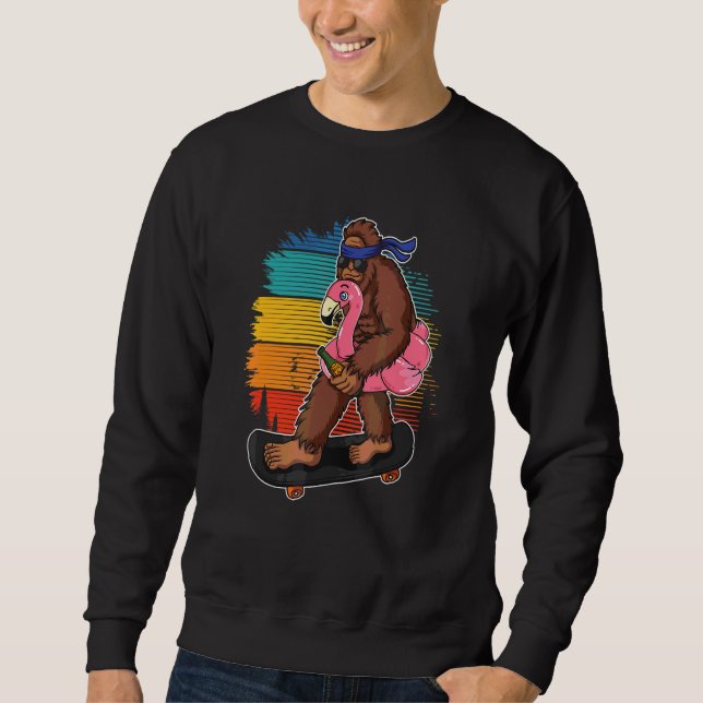 Sweatshirt Flamingo Squatch Planche à roulettes Flamingo  Ois (Devant)