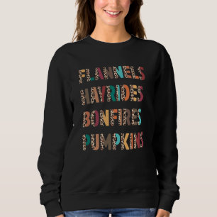 Sweatshirt Flannels Hayrides Bonfires Citrouilles Boho Leopar