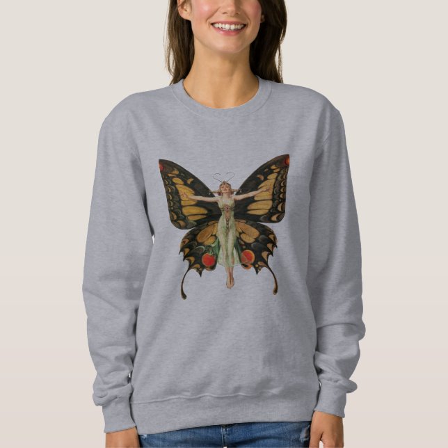 Sweatshirt Flapper Butterfly Flying Woman Illustration (Devant)