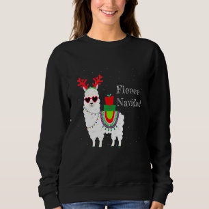 Sweatshirt Fleece Navidad Feliz Llama Cute Alpaca Noël F